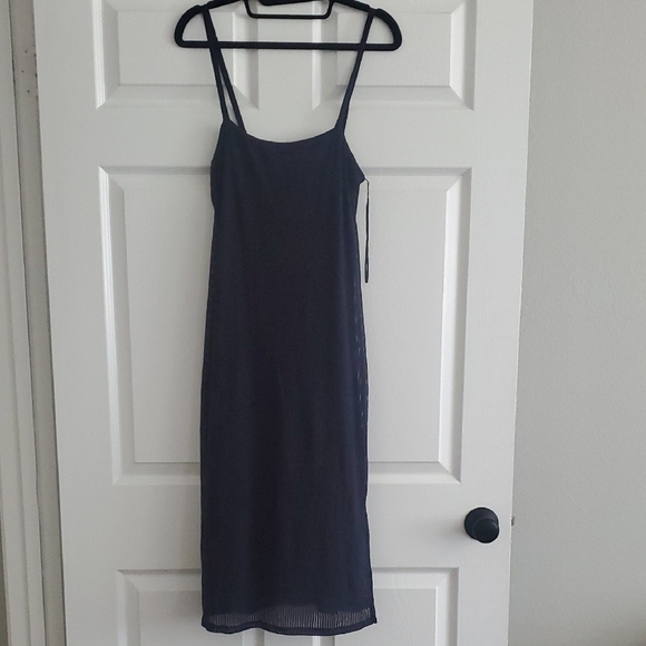 Express Dresses & Skirts - Express Navy Blue Midi Bodycon Dress Womens Size M